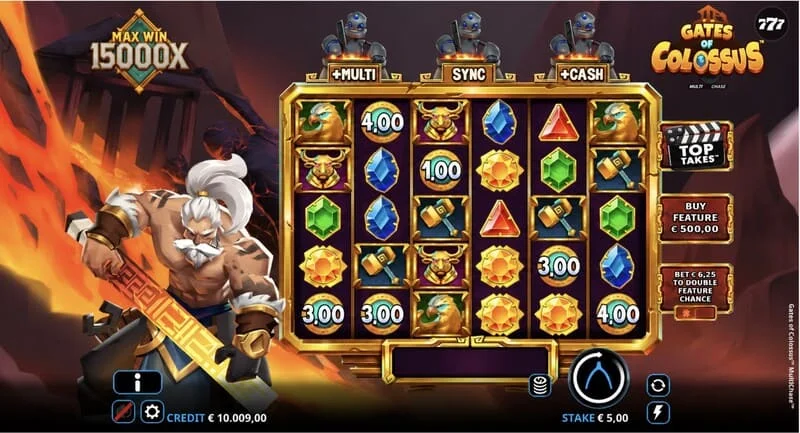 Gates of Colossus MultiChase – Hauptbildschirm mit 6×5 Walzen
